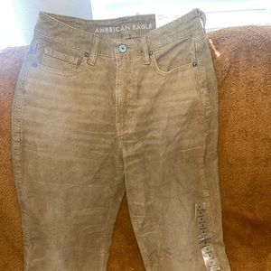 American eagle, corduroy, tan, stretch, jeans